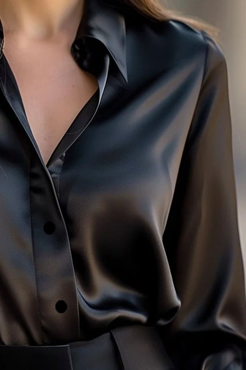 Elegant Satin Long Sleeves Blouse