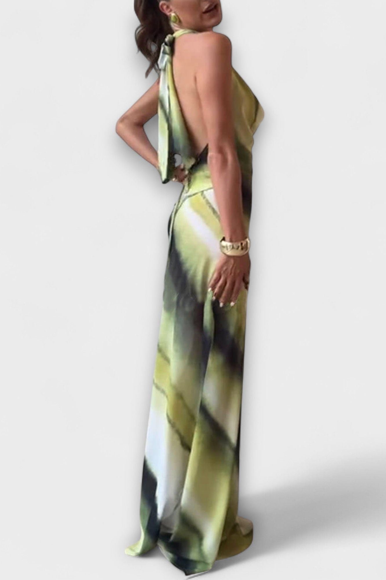 Elegant Green Tie-Dye Dress