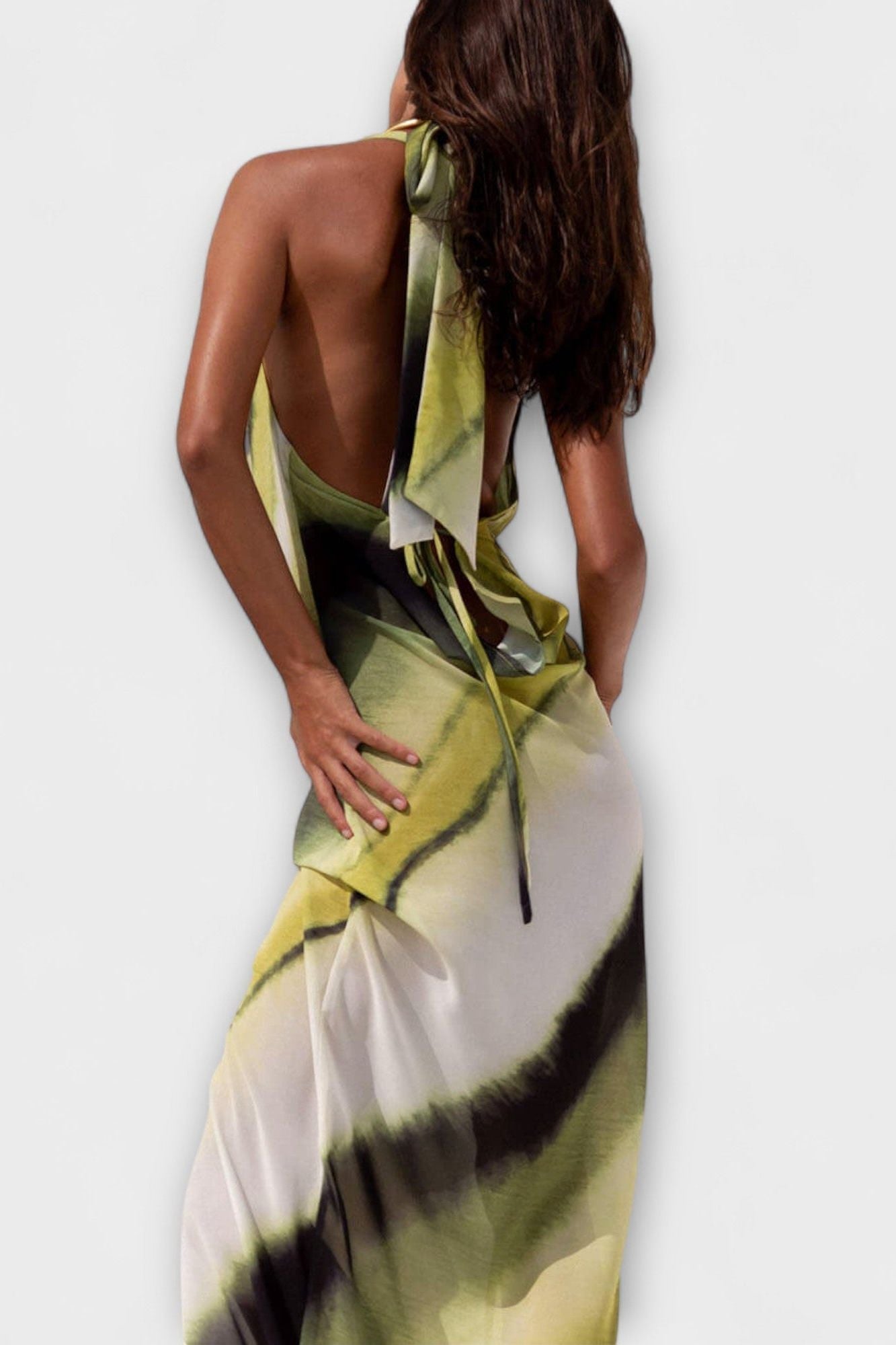 Elegant Green Tie-Dye Dress