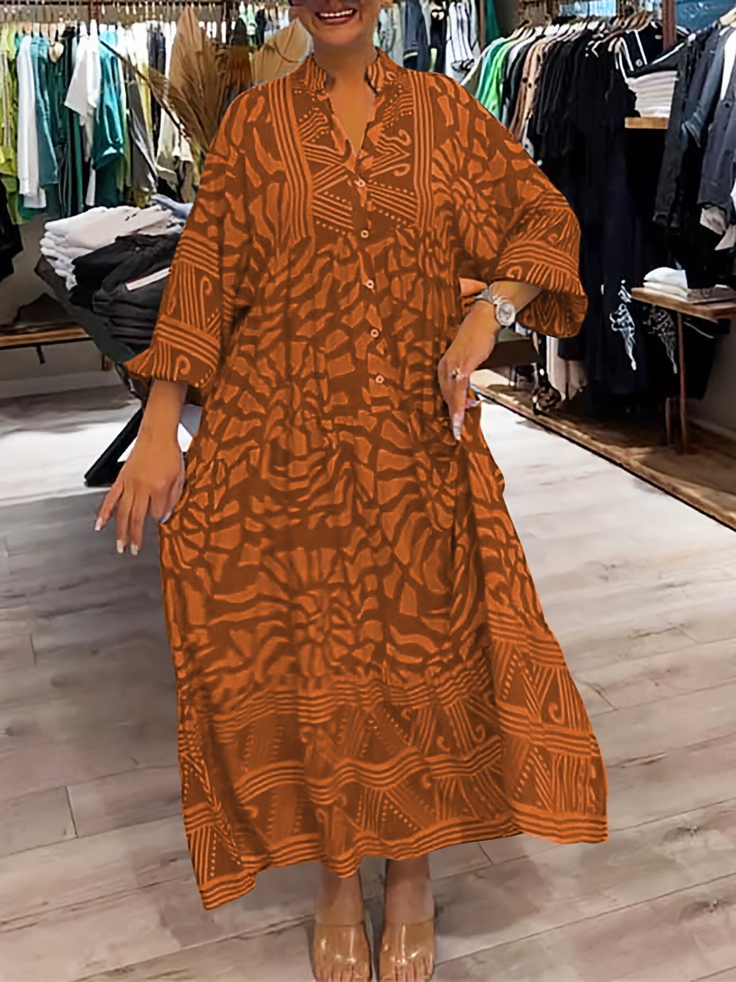 Mira | Printed V-neck Dress (Almost Sold Out)