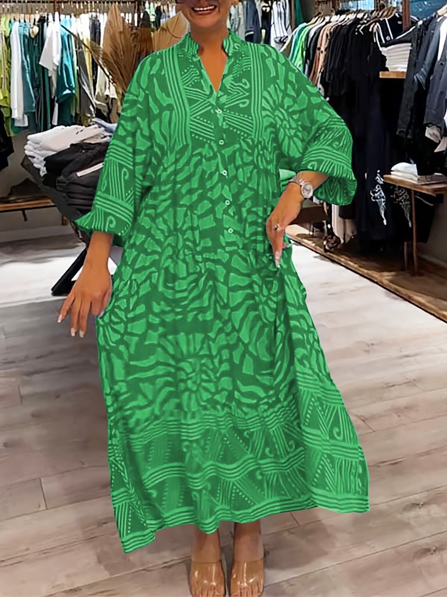 Mira | Printed V-neck Dress (Almost Sold Out)