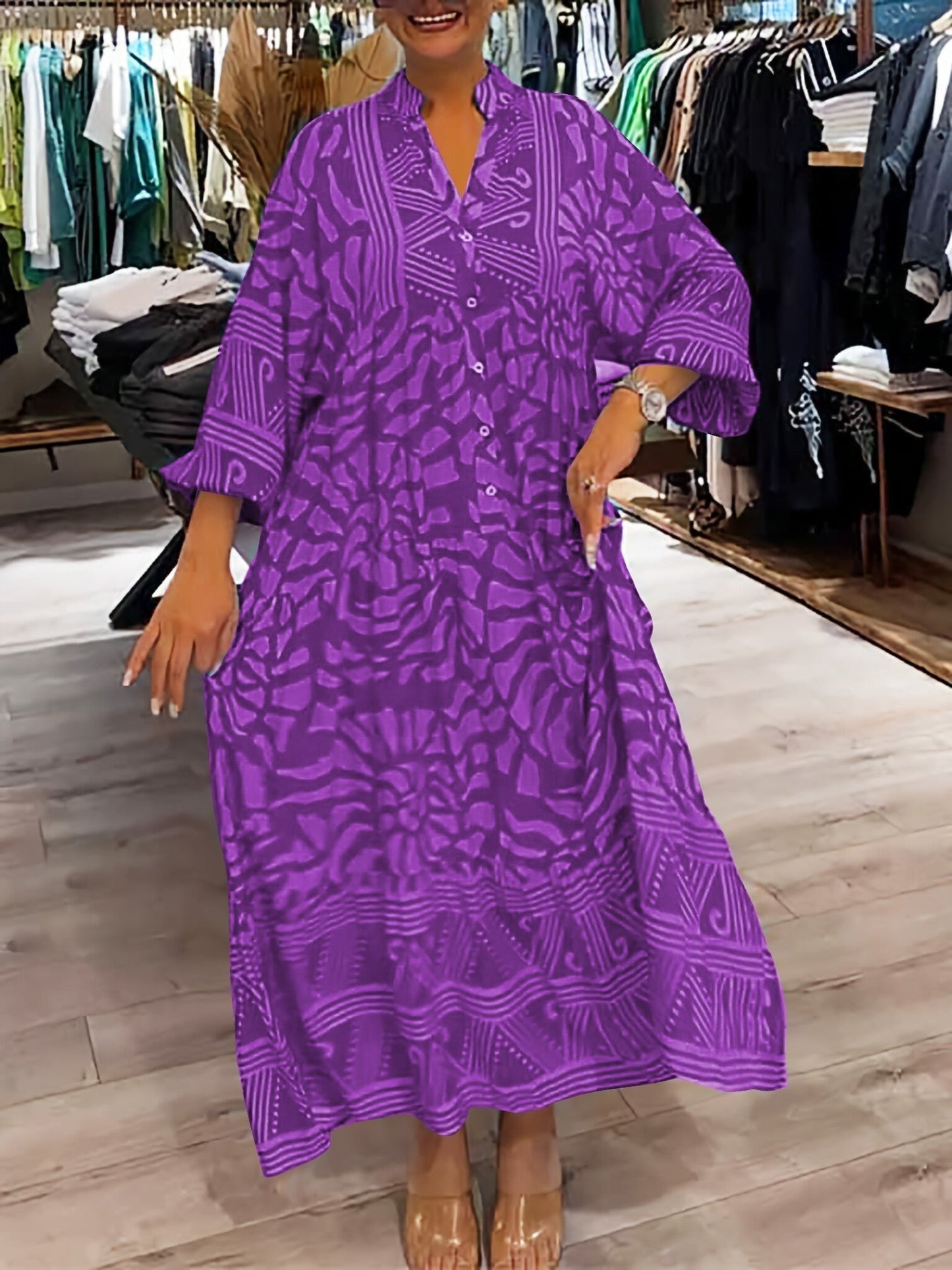 Mira | Printed V-neck Dress (Almost Sold Out)