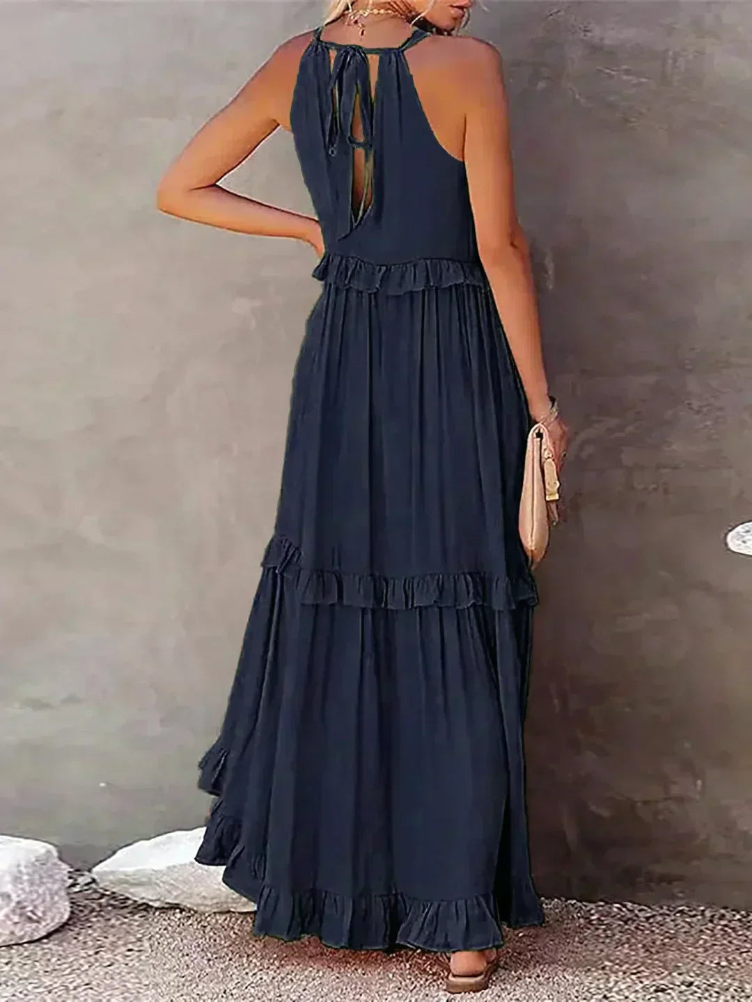 Sarah | Long Dress with Ruffles and Open Back (Almost Sold Out)