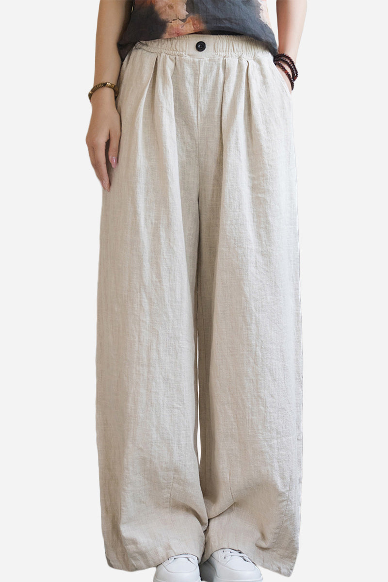 Sandwashed Ramie Linen Pants with Plush Lining