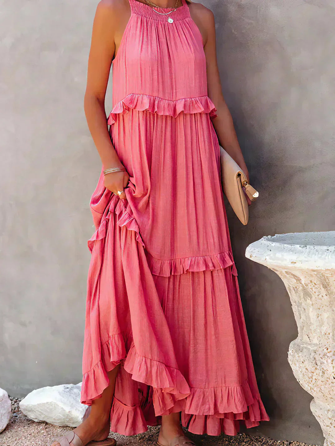 Sarah | Long Dress with Ruffles and Open Back (Almost Sold Out)