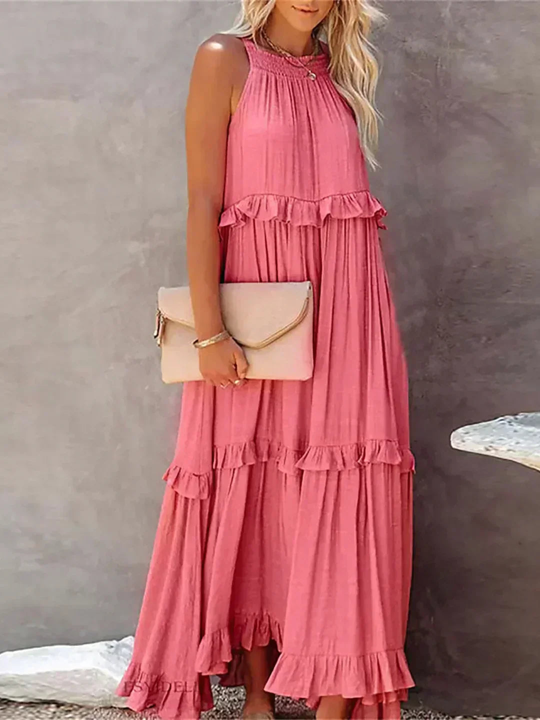 Sarah | Long Dress with Ruffles and Open Back (Almost Sold Out)