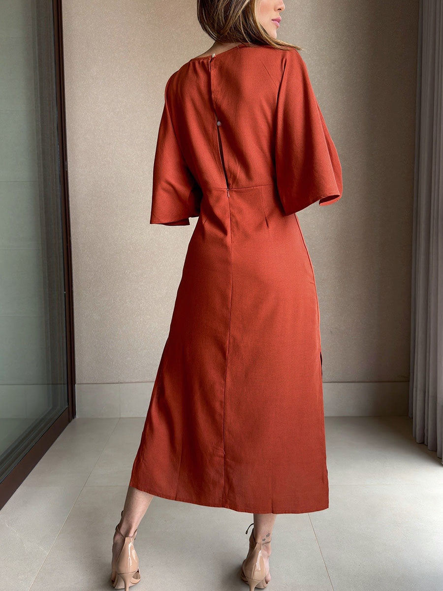 Leona™ – Elegant Wrap Midi Dress
