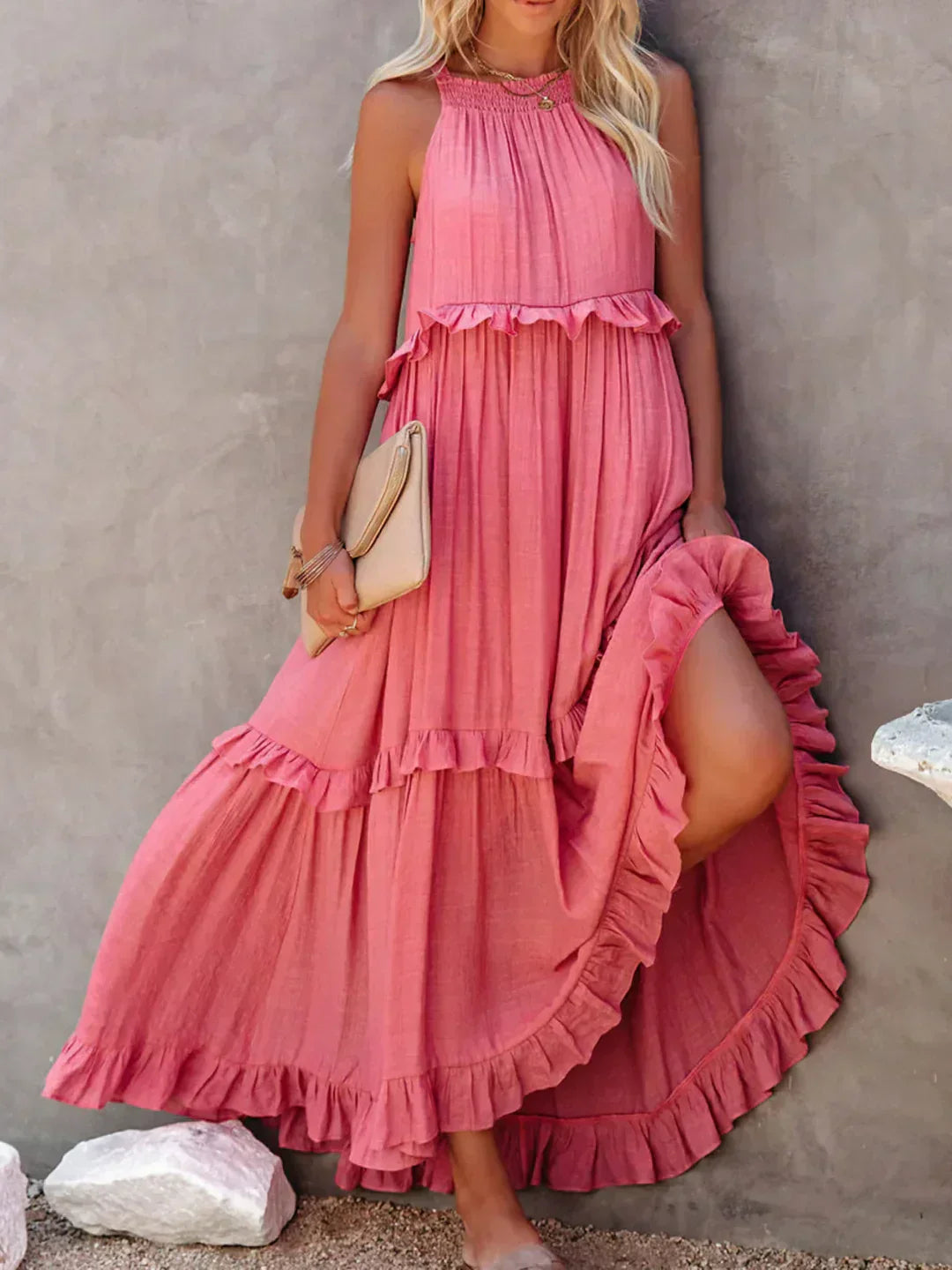Sarah | Long Dress with Ruffles and Open Back (Almost Sold Out)