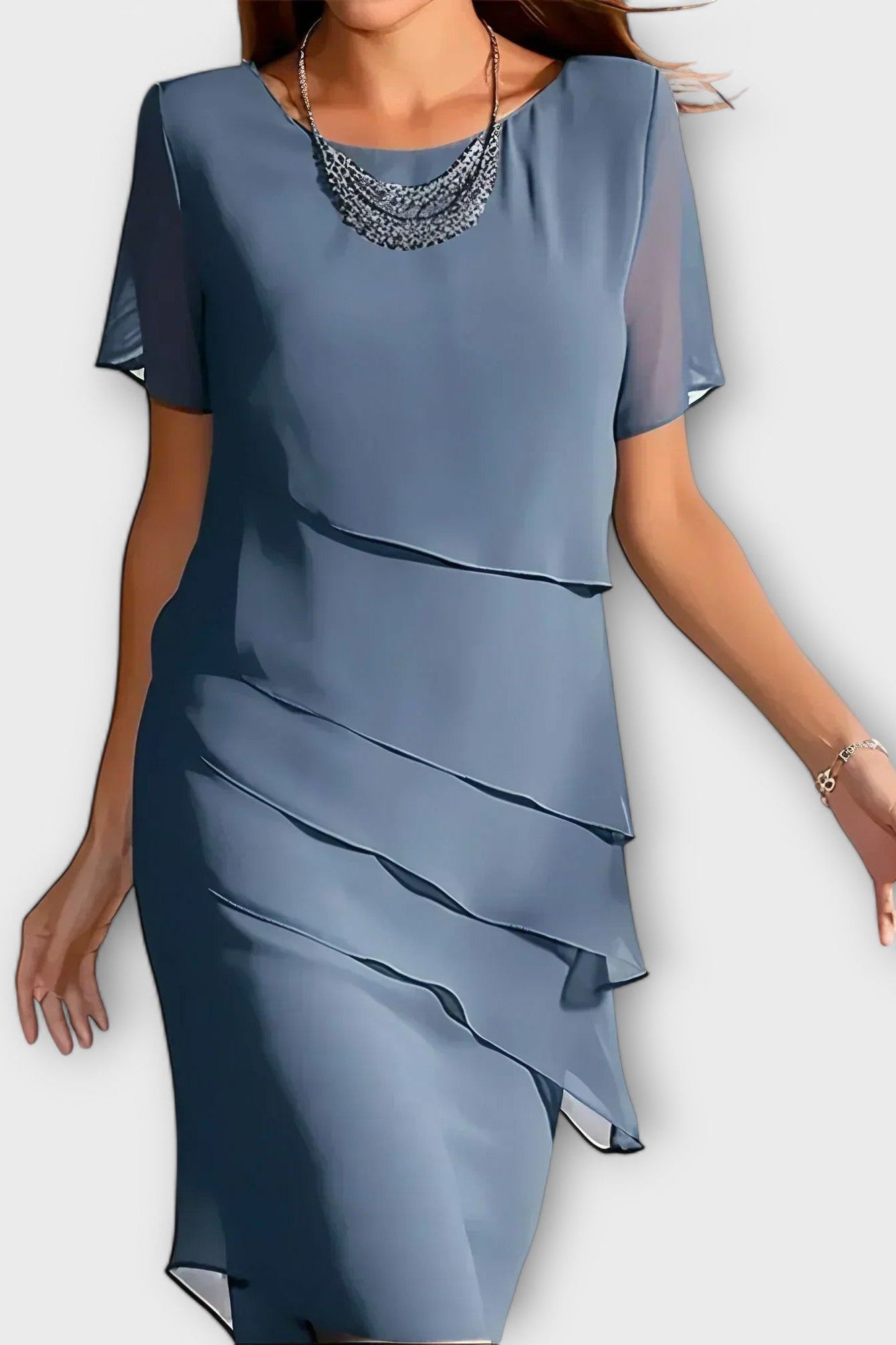 The Marissa – Layered Chiffon Midi Dress