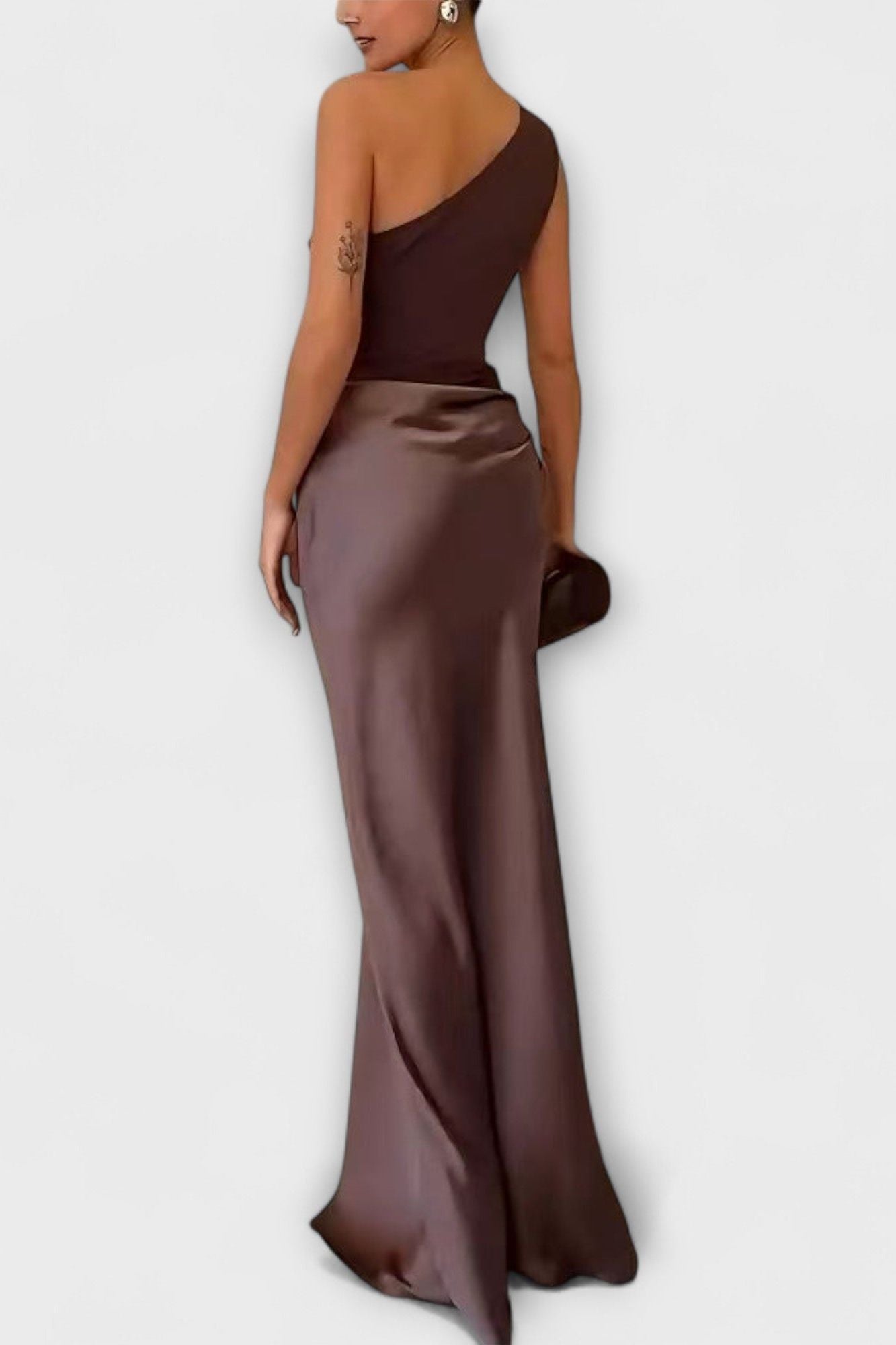 Elegant One-Shoulder Pleated Maxi Dress