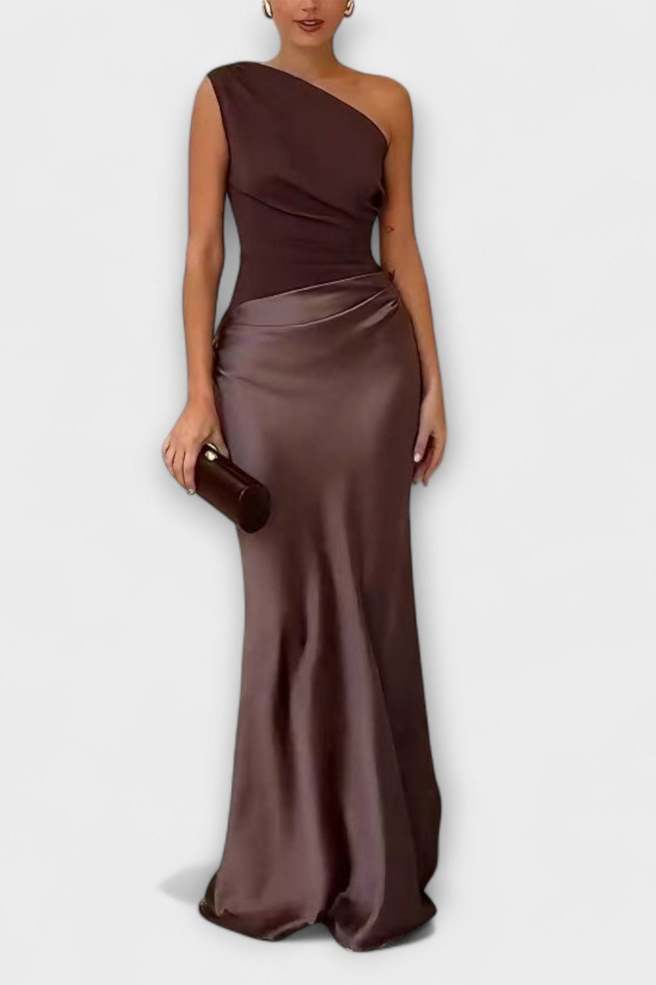 Elegant One-Shoulder Pleated Maxi Dress