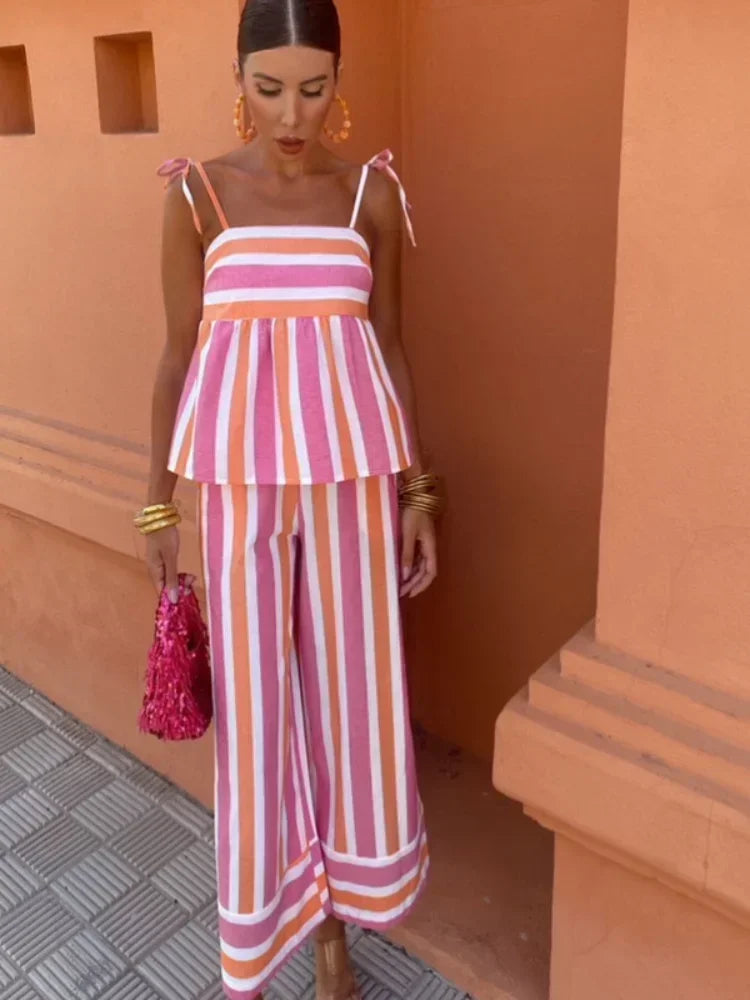 Hanne - Printed Pants Outfit Summer Set