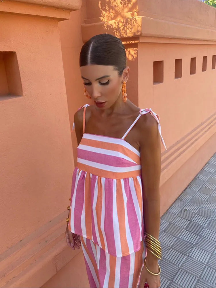 Hanne - Printed Pants Outfit Summer Set