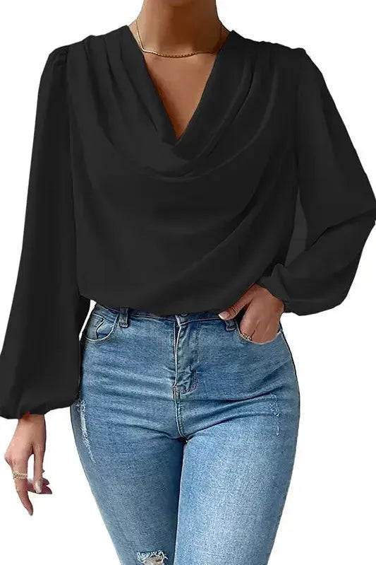 The Liora Blouse – Draped Neck Everyday Essential