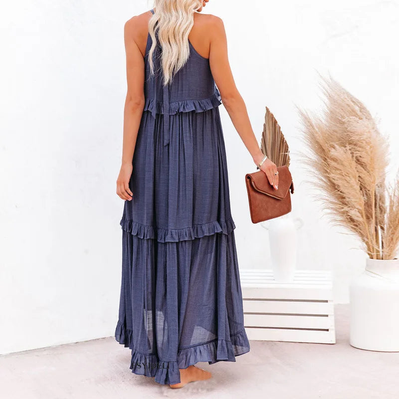 Sarah | Long Dress with Ruffles and Open Back (Almost Sold Out)
