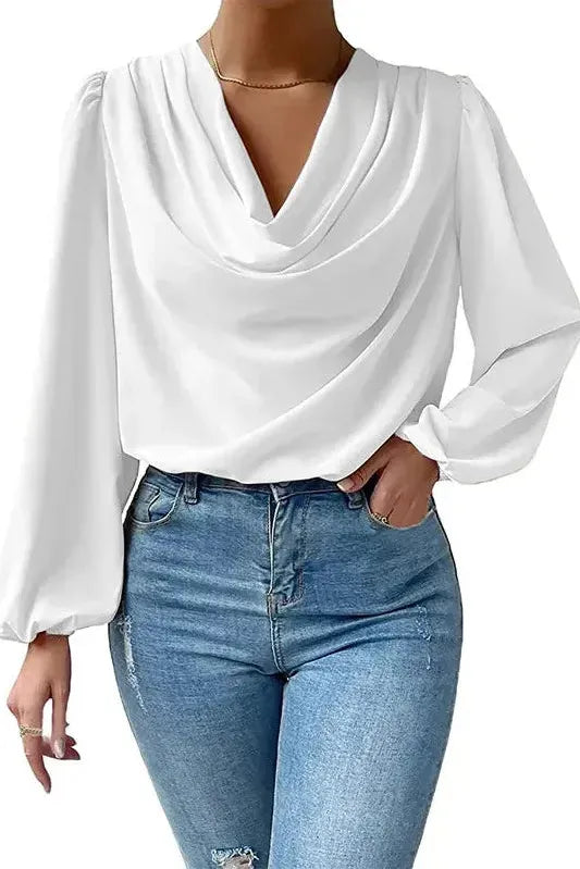 The Liora Blouse – Draped Neck Everyday Essential