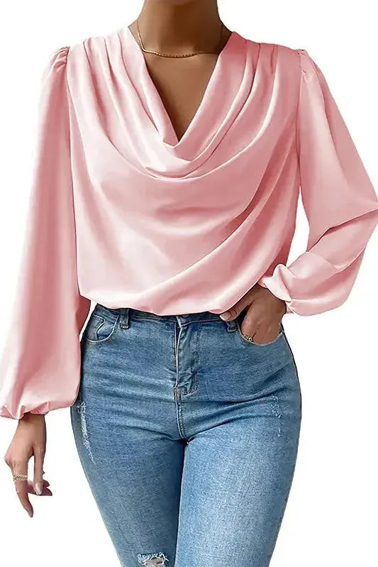 The Liora Blouse – Draped Neck Everyday Essential