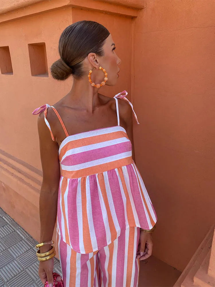 Hanne - Printed Pants Outfit Summer Set