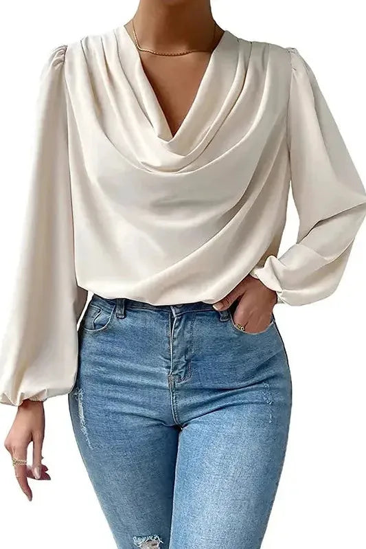 The Liora Blouse – Draped Neck Everyday Essential