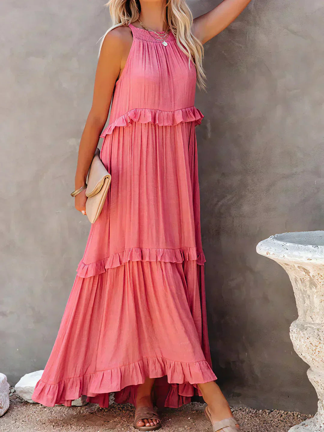 Sarah | Long Dress with Ruffles and Open Back (Almost Sold Out)