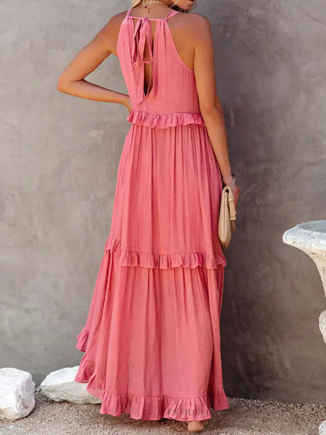 Sarah | Long Dress with Ruffles and Open Back (Almost Sold Out)