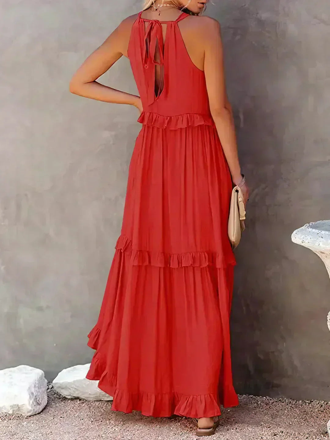 Sarah | Long Dress with Ruffles and Open Back (Almost Sold Out)