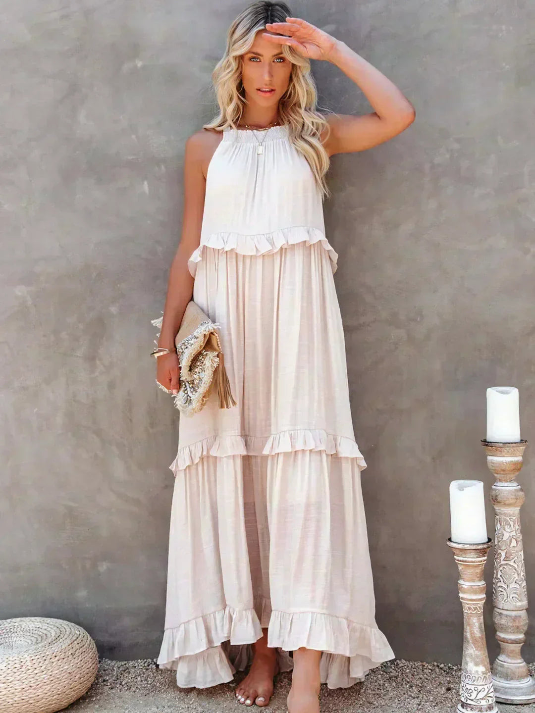Sarah | Long Dress with Ruffles and Open Back (Almost Sold Out)