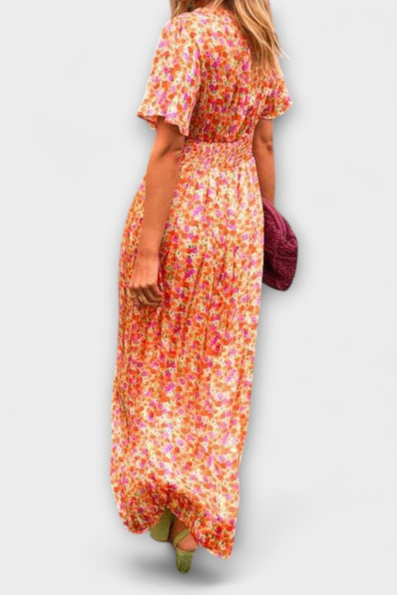 Floral Dress with V-neck