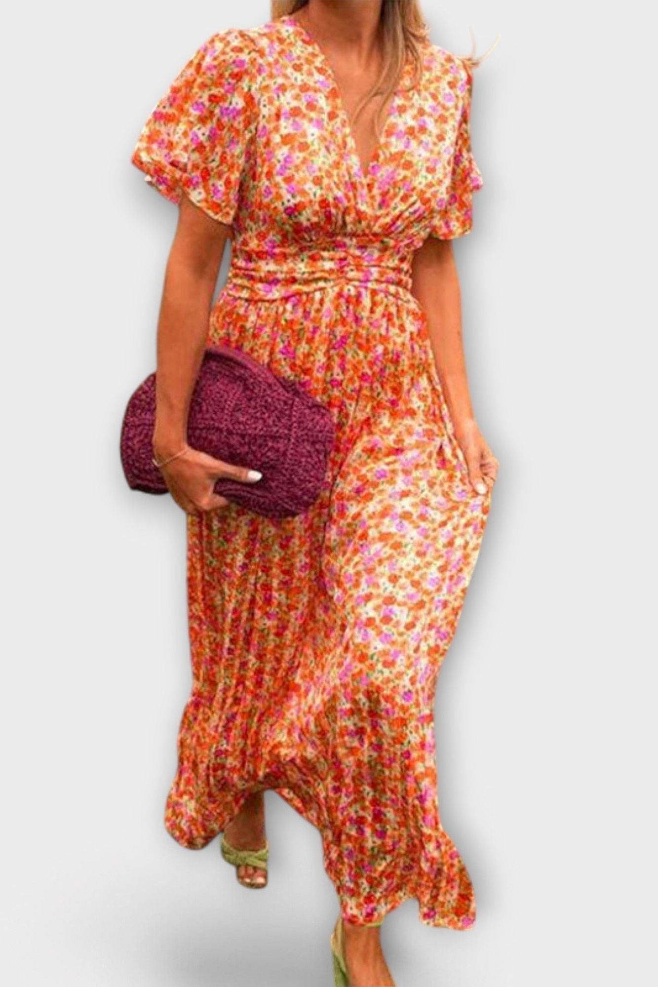 Floral Dress with V-neck