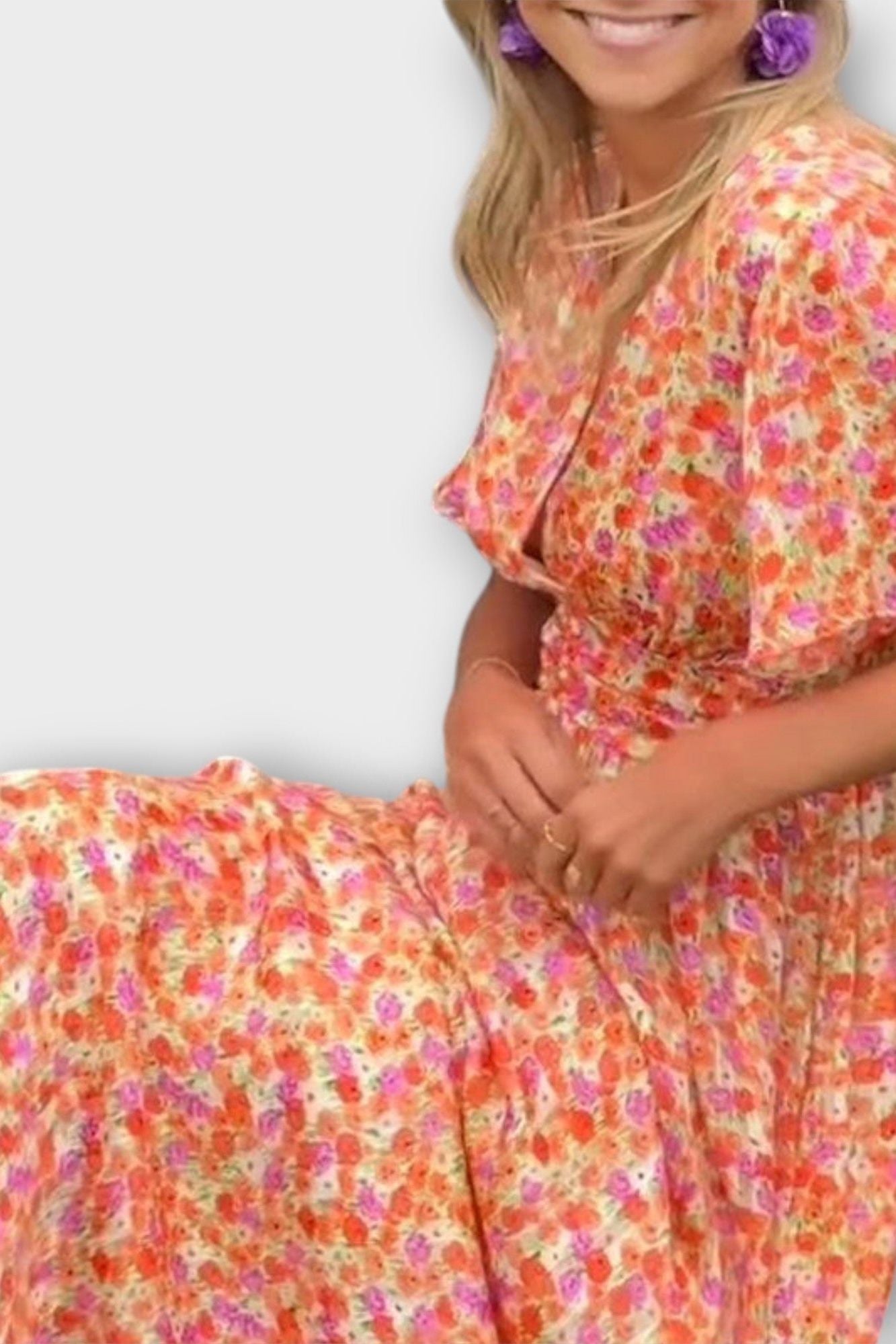 Floral Dress with V-neck