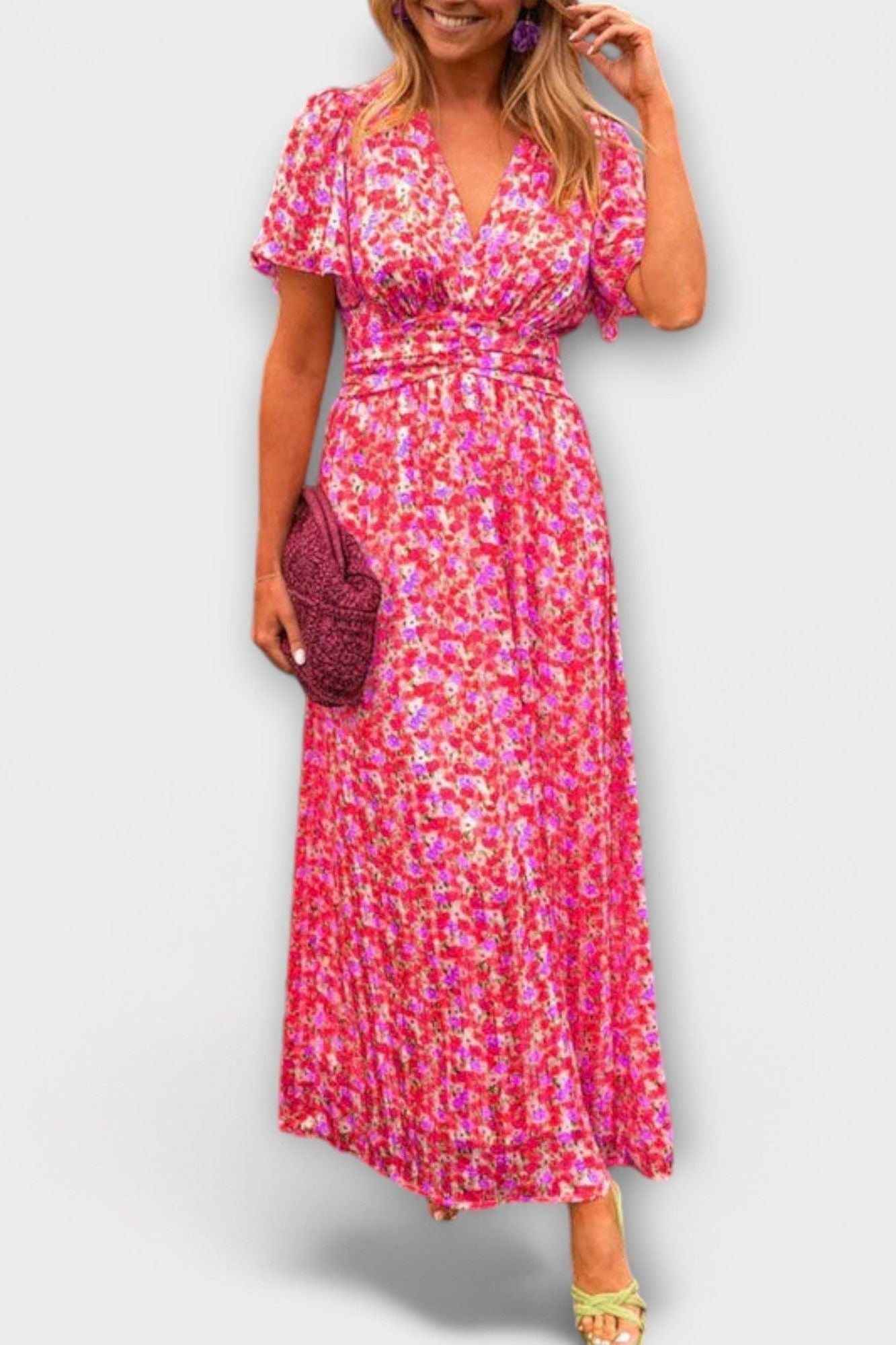 Floral Dress with V-neck