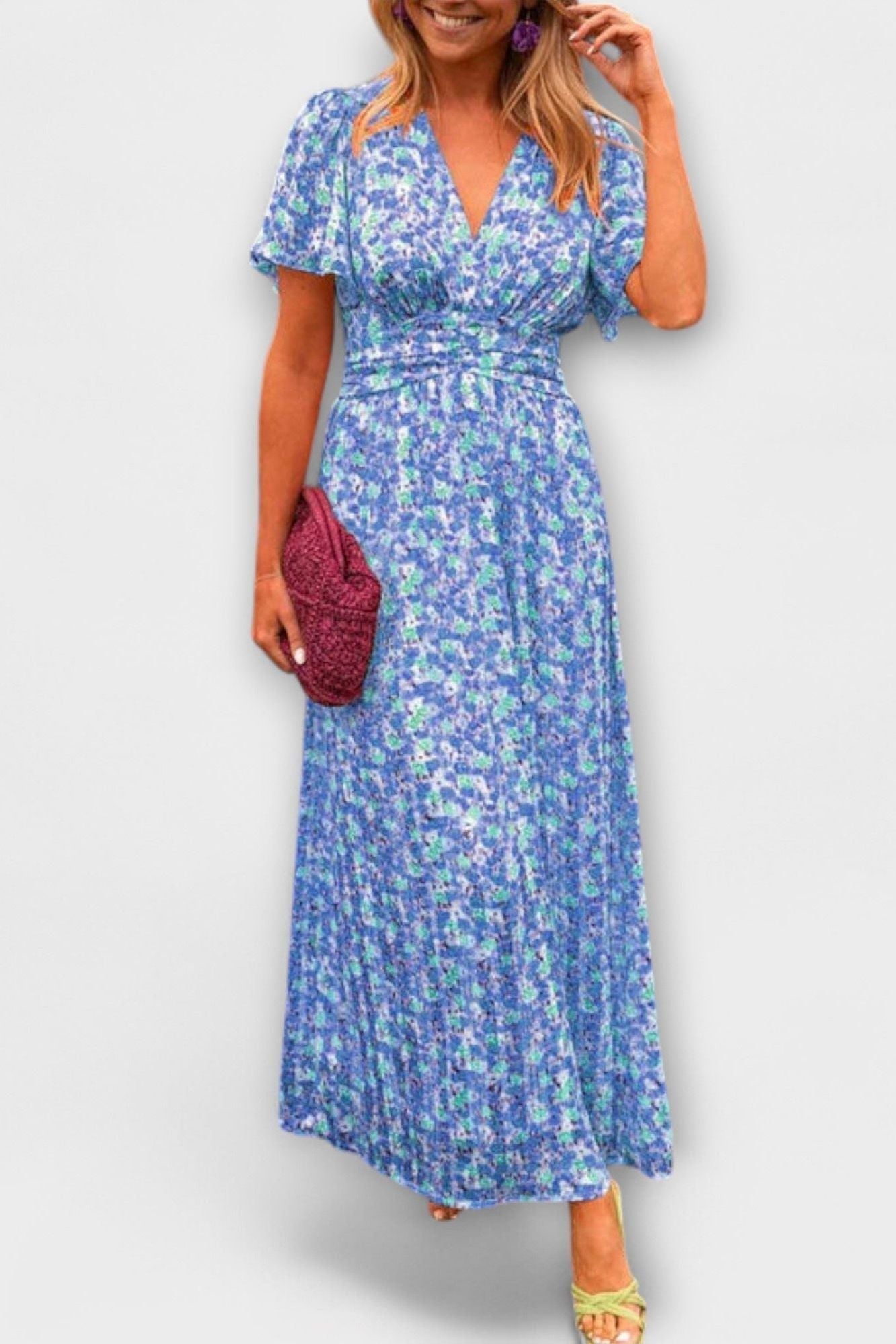 Floral Dress with V-neck