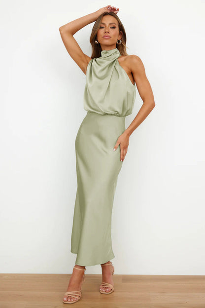 Valéria™ | Long Satin Dress with Open Back