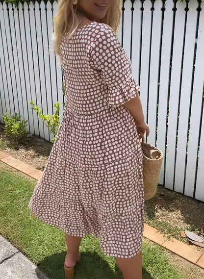 Zora | Sable Midi Dress with Short Sleeves