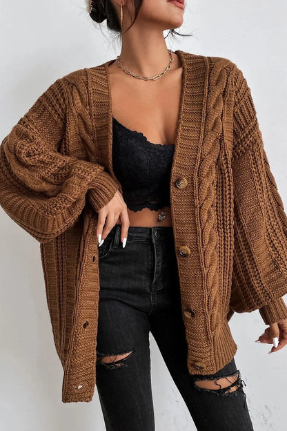 Rhonda - Hearthside Cable Knit Slouch Cardigan