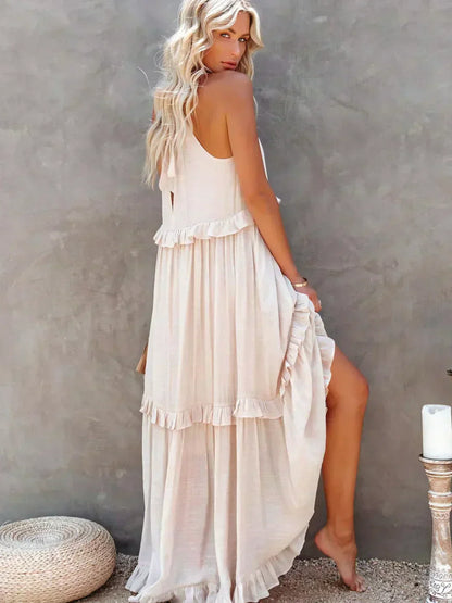Sarah | Long Dress with Ruffles and Open Back (Almost Sold Out)