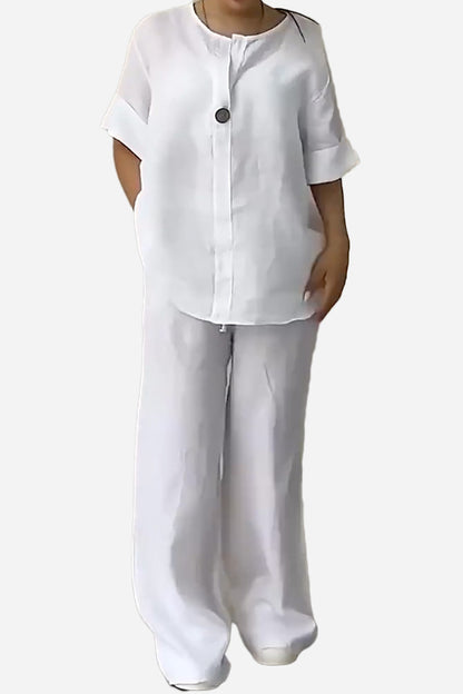 Pure Linen Two-Piece Casual Comfort Set