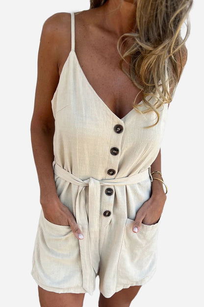100% Pure Linen Breathable Natural Comfort Jumpsuit