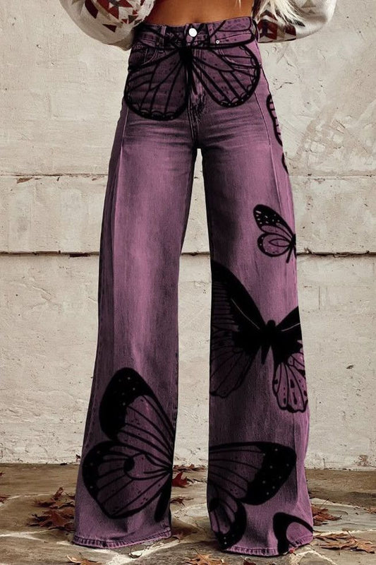 Bianca - Butterfly Print Wide Leg Pants