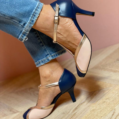Alessia™ | Colorful and Comfortable T-strap Heels with Round Toe