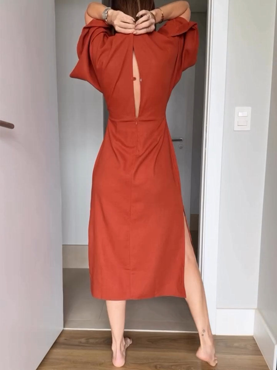 Leona™ – Elegant Wrap Midi Dress