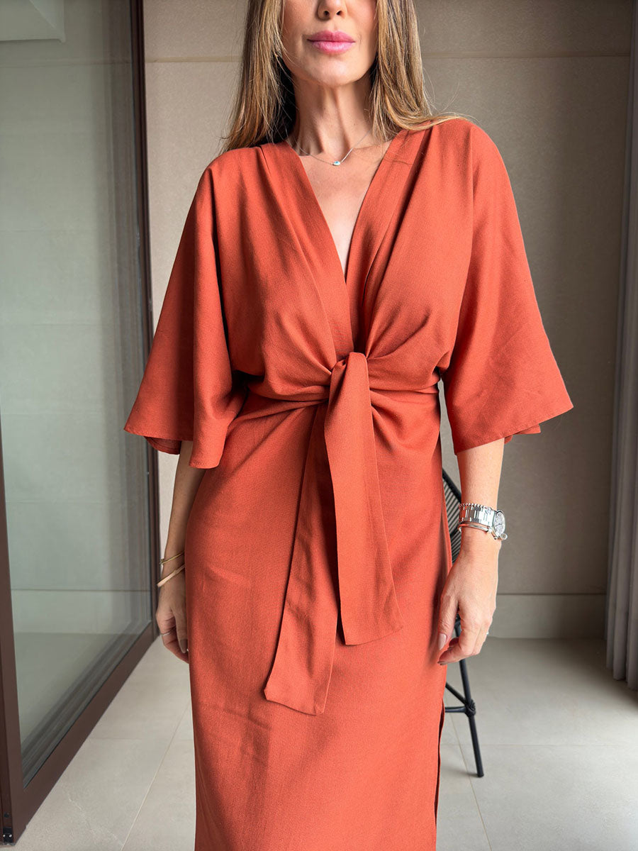 Leona™ – Elegant Wrap Midi Dress