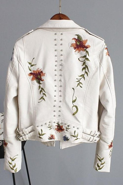 Stylish Embroidered Leather Jacket