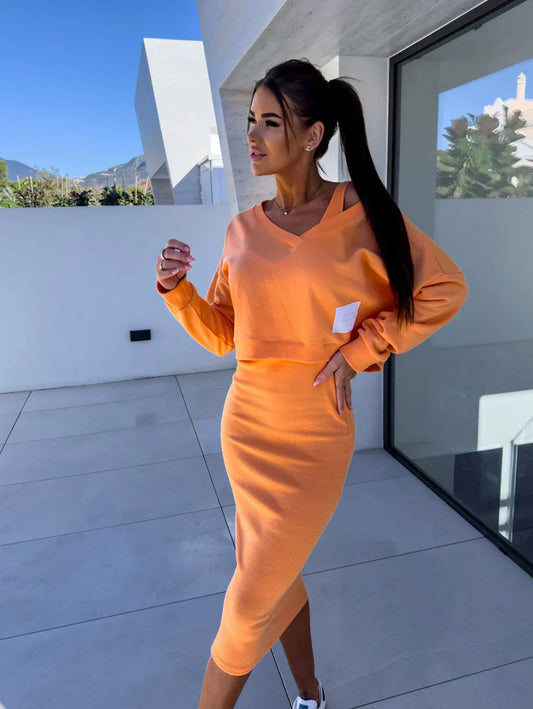 Laurine – Casual Dress & Sweatshirt Set
