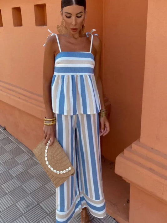 Hanne - Printed Pants Outfit Summer Set