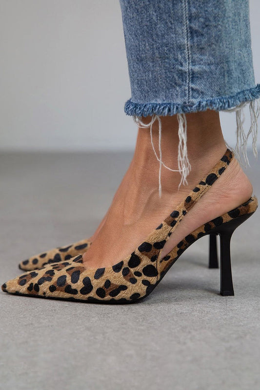 Liorina | Khaki leopard print pointed toe pumps
