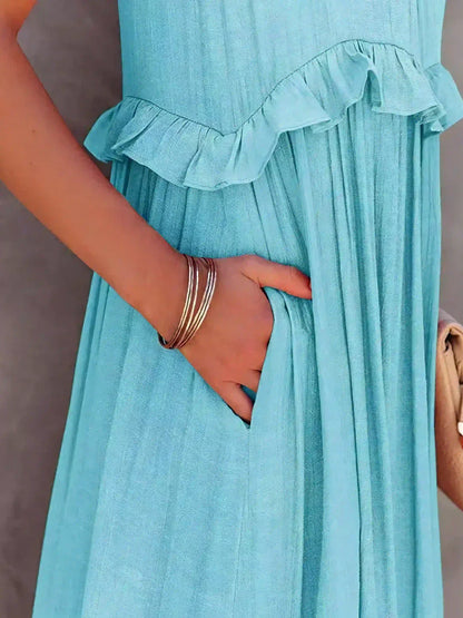 Sarah | Long Dress with Ruffles and Open Back (Almost Sold Out)