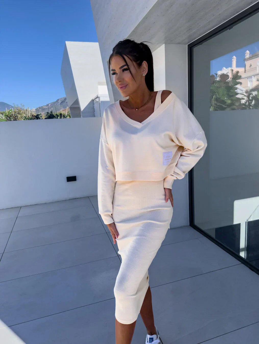 Laurine – Casual Dress & Sweatshirt Set