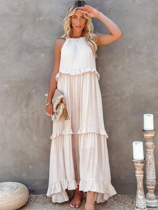 Sarah | Long Dress with Ruffles and Open Back (Almost Sold Out)