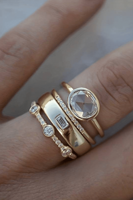 Lily - Gold & Zirconia Ring Set